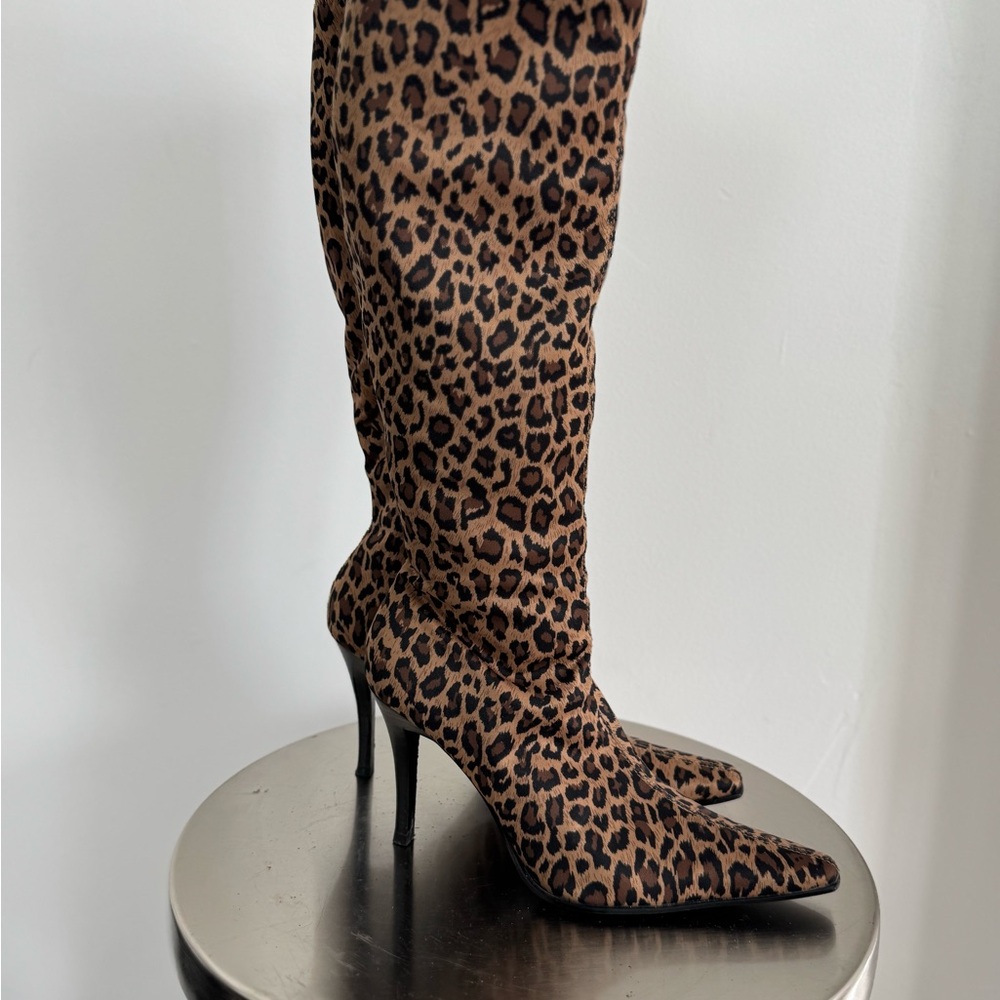 Y2K Leopard Print Stiletto Boots